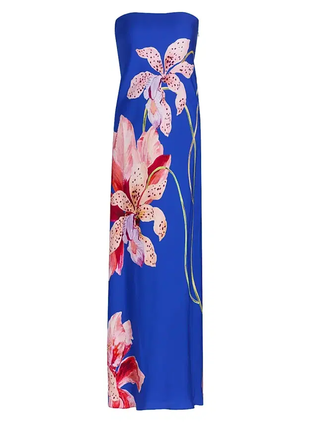 Milly Women's Vera Floral Strapless Maxi Dress - Blue Multi