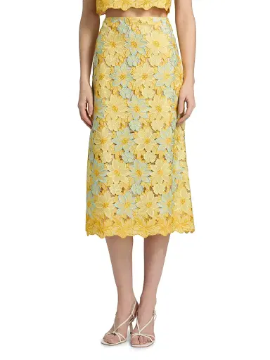 Milly Women's Alani Lace Midi Skirt | Thumbnail 3 Milly Women's Alani Lace Midi Skirt | Thumbnail 3