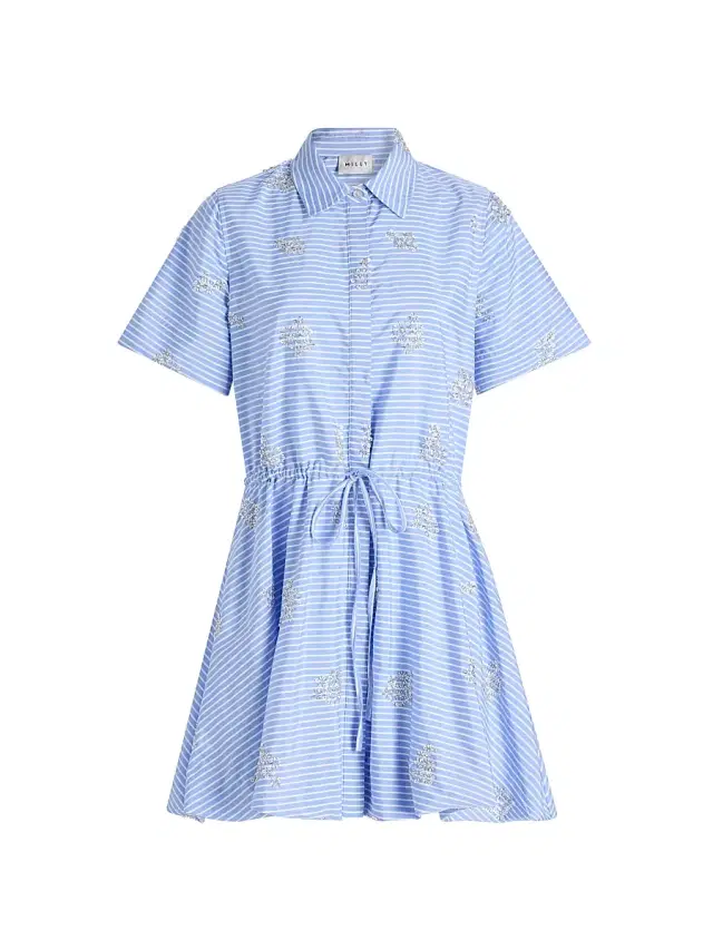 Milly Women's Willa Beaded Mini Dress - Blue White