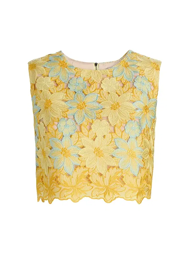 Milly Women's Alina Lace Sleeveless Top - Yellow Multi
