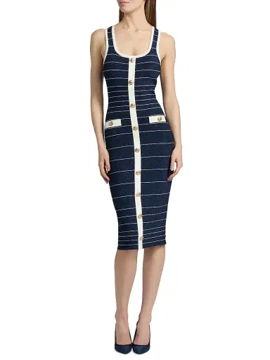 Milly Women's Mari Striped Sleeveless Midi Dress | Thumbnail 3