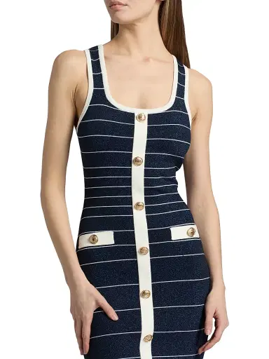 Milly Women's Mari Striped Sleeveless Midi Dress | Thumbnail 6