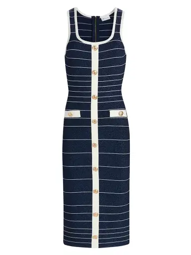 Milly Women's Mari Striped Sleeveless Midi Dress | Thumbnail 1