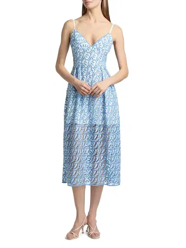 Milly Women's Hazel Embroidreed Midi Dress | Thumbnail 3 Milly Women's Hazel Embroidreed Midi Dress | Thumbnail 3