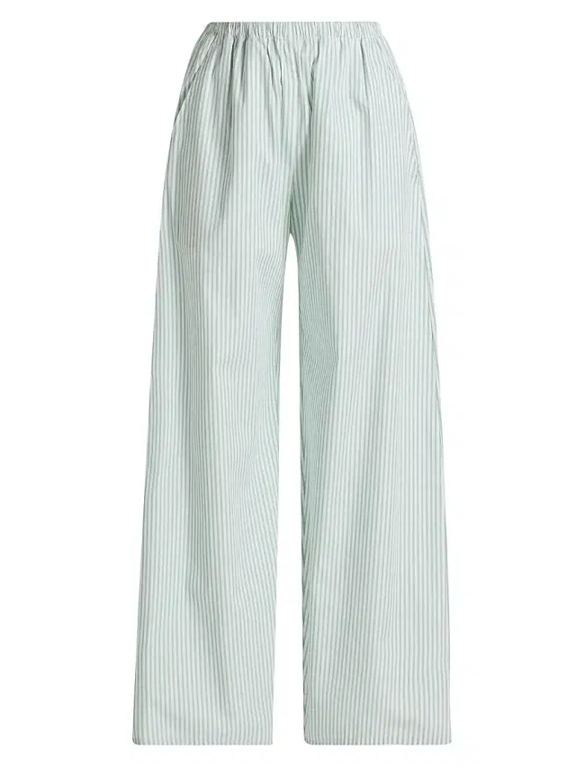 Women's Yoshi Striped Cotton-Blend Wide-Leg Pants - Vert Stripe