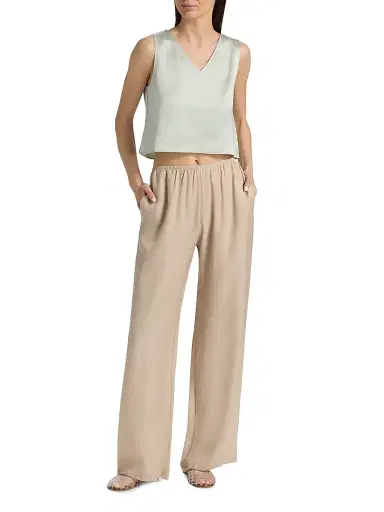 LESET Women's Barb Satin Crop Top - Watercress - Size XL | Thumbnail 2
