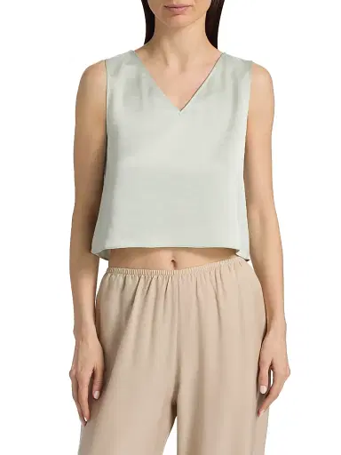 LESET Women's Barb Satin Crop Top - Watercress - Size XL | Thumbnail 3