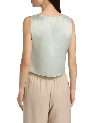 LESET Women's Barb Satin Crop Top - Watercress - Size XL | Thumbnail 5