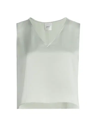 LESET Women's Barb Satin Crop Top - Watercress - Size XL | Thumbnail 1