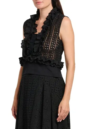 Alberta Ferretti Women's Ruffled Cotton-Blend Blouse | Thumbnail 4 Alberta Ferretti Women's Ruffled Cotton-Blend Blouse | Thumbnail 4