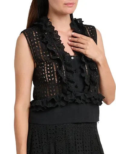 Alberta Ferretti Women's Ruffled Cotton-Blend Blouse | Thumbnail 6 Alberta Ferretti Women's Ruffled Cotton-Blend Blouse | Thumbnail 6