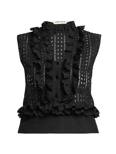 Alberta Ferretti Women's Ruffled Cotton-Blend Blouse | Thumbnail 1 Alberta Ferretti Women's Ruffled Cotton-Blend Blouse | Thumbnail 1