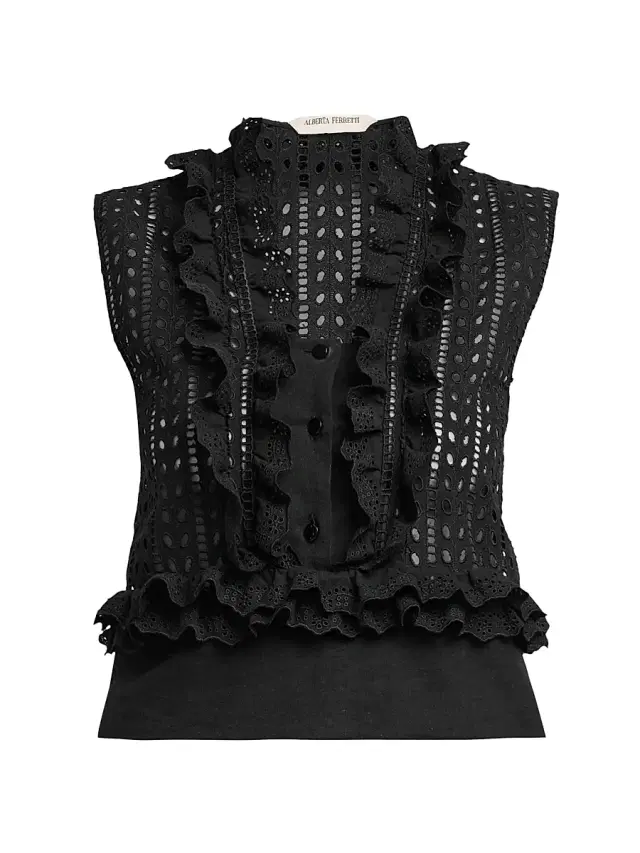 Alberta Ferretti Women's Ruffled Cotton-Blend Blouse