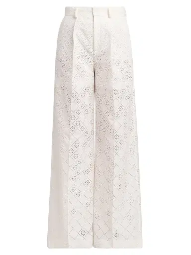 Alberta Ferretti Women's Broderie Anglaise High-Rise Straight-Leg Pants | Thumbnail 1 Alberta Ferretti Women's Broderie Anglaise High-Rise Straight-Leg Pants | Thumbnail 1