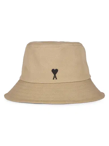 AMI PARIS Men's Quota Ami de Coeur Cotton Bucket Hat - Beige Taupe - Size XL | Thumbnail 1