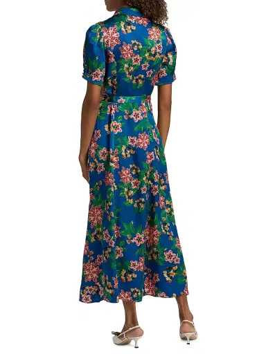 Saloni Women's Vanessa Floral Midi-Shirtdress - Floral Sapphire - Size 2 | Thumbnail 5 Saloni Women's Vanessa Floral Midi-Shirtdress - Floral Sapphire - Size 2 | Thumbnail 5