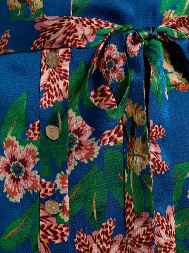 Saloni Women's Vanessa Floral Midi-Shirtdress - Floral Sapphire - Size 2 | Thumbnail 7 Saloni Women's Vanessa Floral Midi-Shirtdress - Floral Sapphire - Size 2 | Thumbnail 7