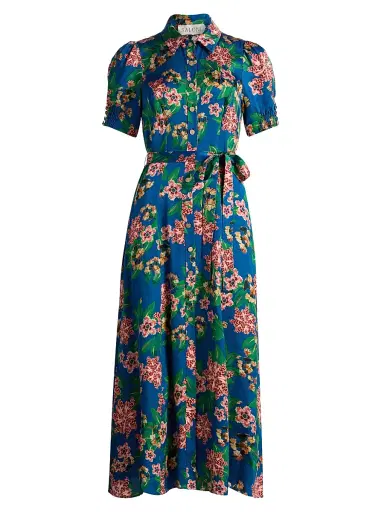 Saloni Women's Vanessa Floral Midi-Shirtdress - Floral Sapphire - Size 2 | Thumbnail 1 Saloni Women's Vanessa Floral Midi-Shirtdress - Floral Sapphire - Size 2 | Thumbnail 1