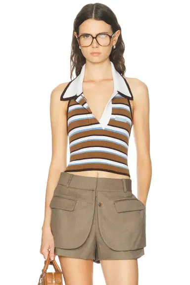 Monse Bunny Ear Half Placket Knit Top | Thumbnail 1