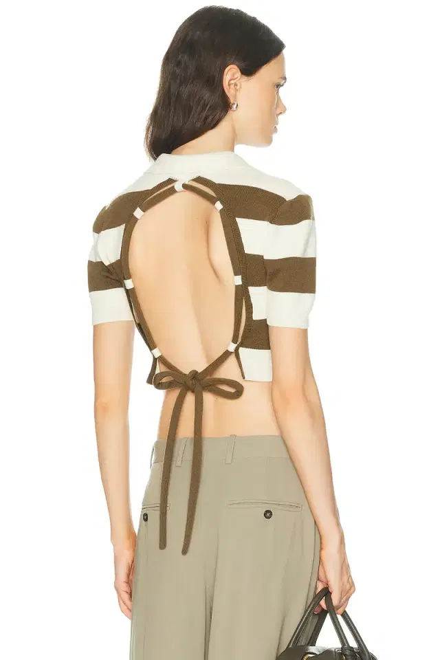 Monse Rope Laced Half Placket Knit Top