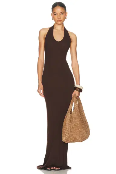 ENZA COSTA Silk Rib U Neck Halter Fluid Maxi Dress | Thumbnail 1 ENZA COSTA Silk Rib U Neck Halter Fluid Maxi Dress | Thumbnail 1