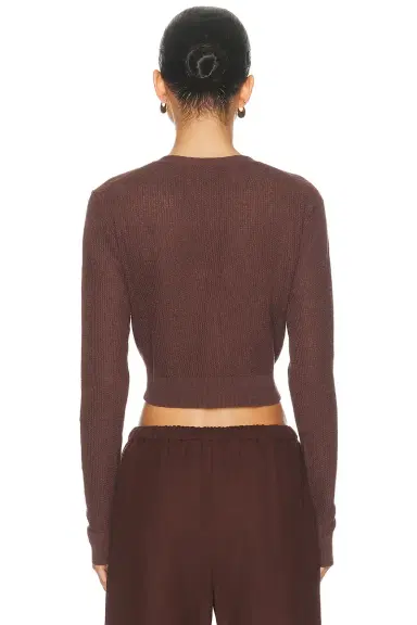 ENZA COSTA Linen Open Knit Cropped V Neck Cardigan | Thumbnail 3 ENZA COSTA Linen Open Knit Cropped V Neck Cardigan | Thumbnail 3