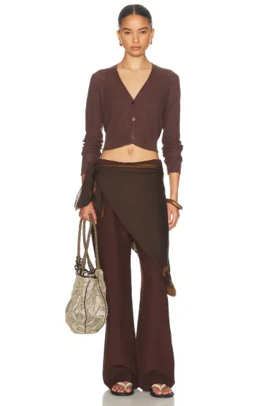 ENZA COSTA Linen Open Knit Cropped V Neck Cardigan | Thumbnail 4 ENZA COSTA Linen Open Knit Cropped V Neck Cardigan | Thumbnail 4