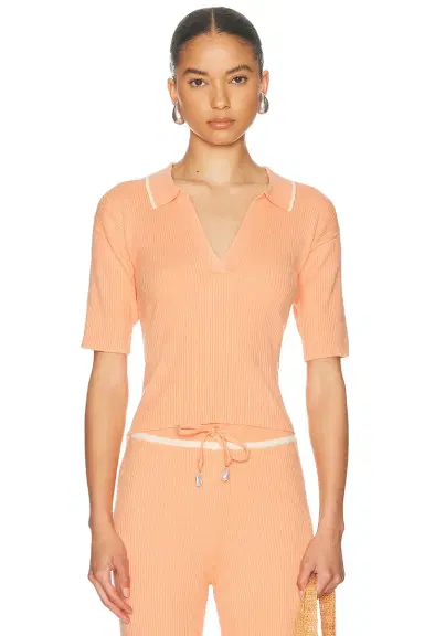 La Porte Odette Knit Polo Top | Thumbnail 1