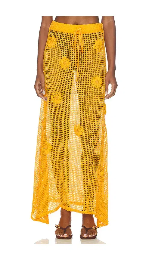 Golden Blossom Glacier Maxi Skirt