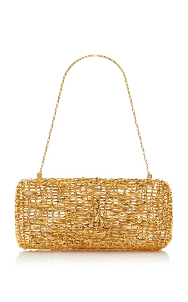 Saint Laurent Woven-Metal Evening Clutch