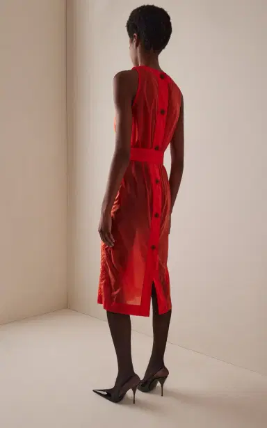 Saint Laurent Button-Back Nylon Midi Dress | Thumbnail 4 Saint Laurent Button-Back Nylon Midi Dress | Thumbnail 4