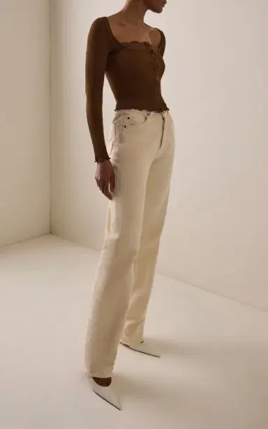 Saint Laurent Lace-Trimmed Ribbed Silk Jersey Top | Thumbnail 2