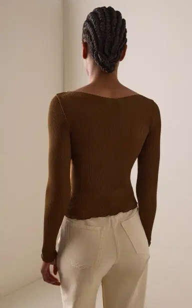 Saint Laurent Lace-Trimmed Ribbed Silk Jersey Top | Thumbnail 4