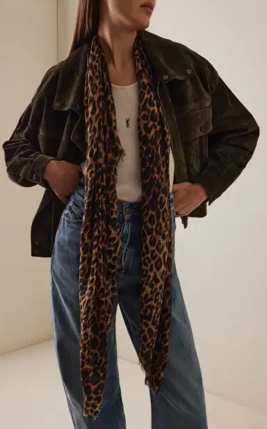 Saint Laurent Large Leopard Silk Scarf | Thumbnail 2 Saint Laurent Large Leopard Silk Scarf | Thumbnail 2