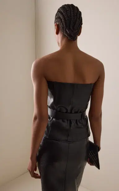 Saint Laurent Strapless Belted Leather Biker Bustier Top | Thumbnail 4 Saint Laurent Strapless Belted Leather Biker Bustier Top | Thumbnail 4