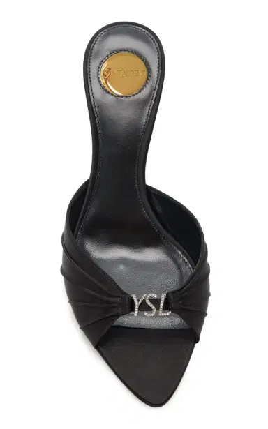 Saint Laurent Jerry Crystal Crepe-Satin Mules | Thumbnail 3 Saint Laurent Jerry Crystal Crepe-Satin Mules | Thumbnail 3