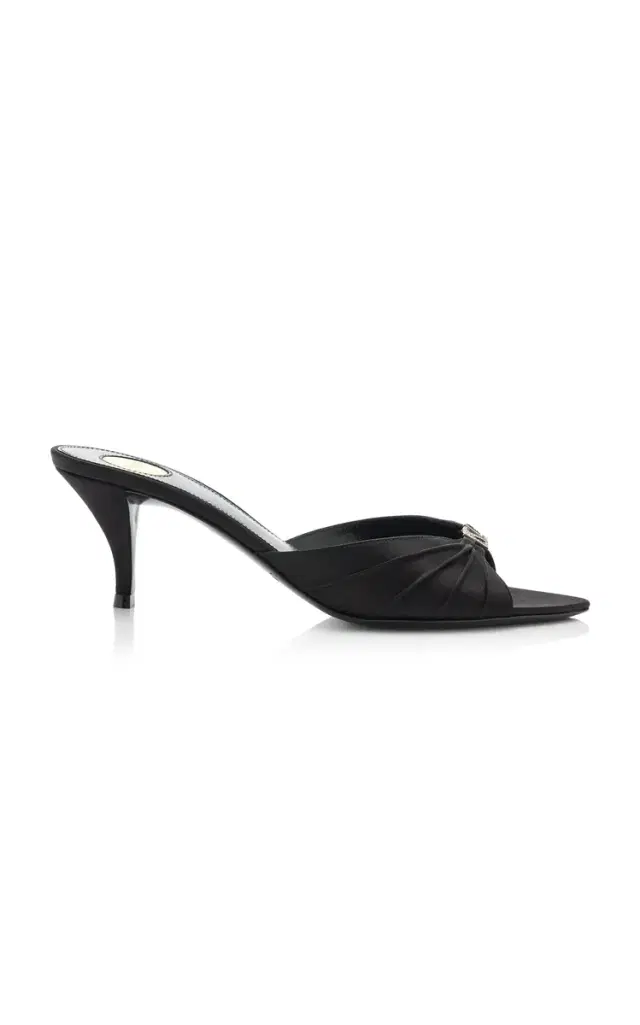 Saint Laurent Jerry Crystal Crepe-Satin Mules