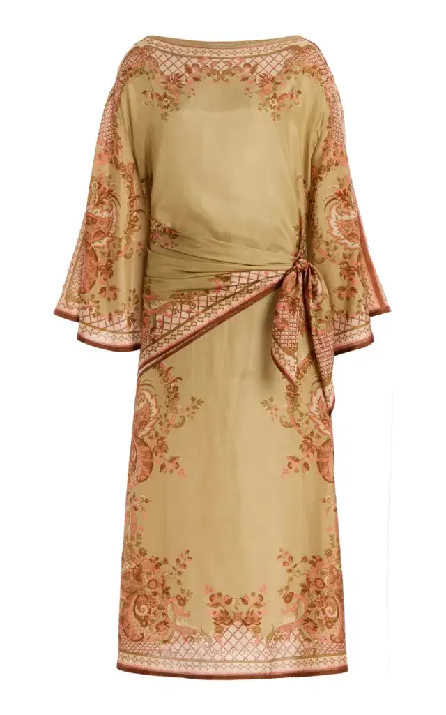Aster Scarf-Detailed Silk Midi Dress