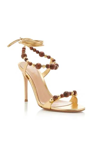 Gianvito Rossi Beaded Metallic-Leather Sandals | Thumbnail 4 Gianvito Rossi Beaded Metallic-Leather Sandals | Thumbnail 4