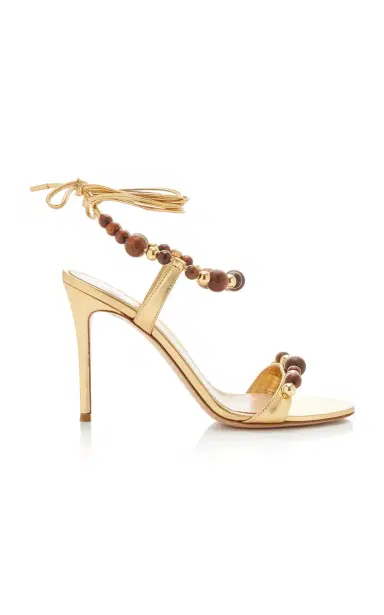 Gianvito Rossi Beaded Metallic-Leather Sandals | Thumbnail 1 Gianvito Rossi Beaded Metallic-Leather Sandals | Thumbnail 1