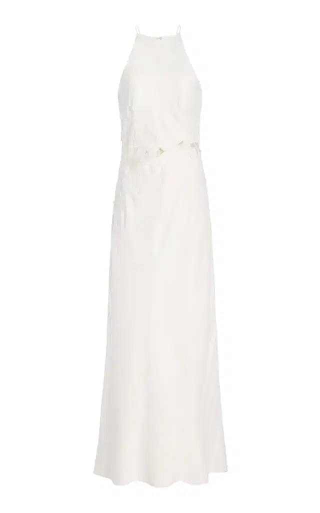Idette Floral-Appliquéd Linen-Blend Maxi Dress