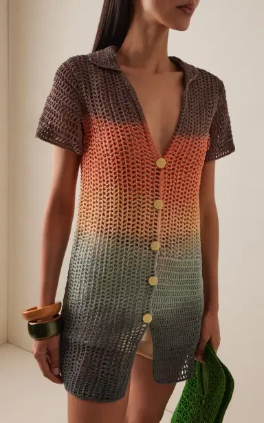 All That Remains Exclusive Floyd Crocheted Cotton Mini Shirt Dress | Thumbnail 3