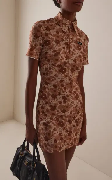 Miu Miu Floral Jersey Mini Dress | Thumbnail 3 Miu Miu Floral Jersey Mini Dress | Thumbnail 3