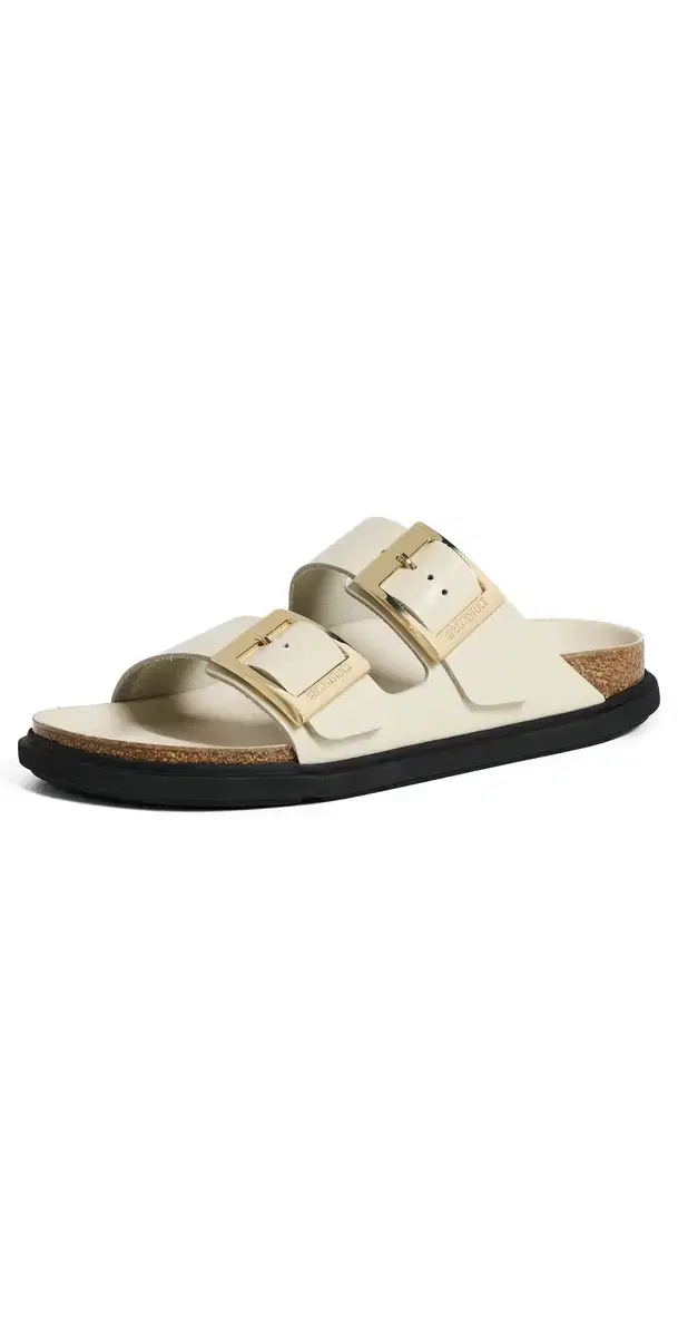 Birkenstock Arizona Droplet Buckle High Shine Sandals Ecru