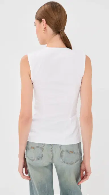 Balmain Cotton Twist Detail Top Blanc Optique | Thumbnail 3