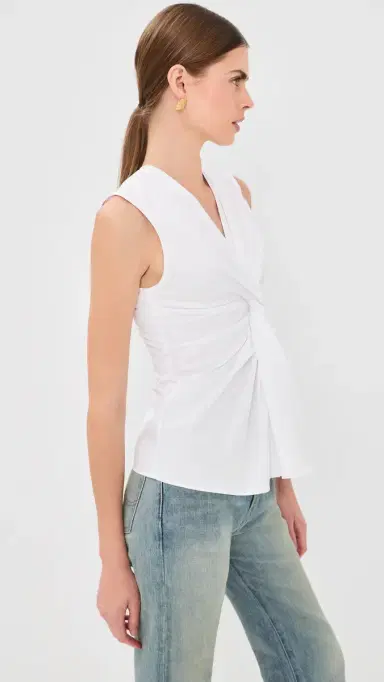 Balmain Cotton Twist Detail Top Blanc Optique | Thumbnail 4