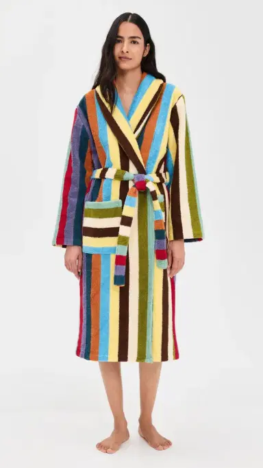 Dusen Dusen Stripe Bathrobe Eucalyptus L | Thumbnail 2 Dusen Dusen Stripe Bathrobe Eucalyptus L | Thumbnail 2
