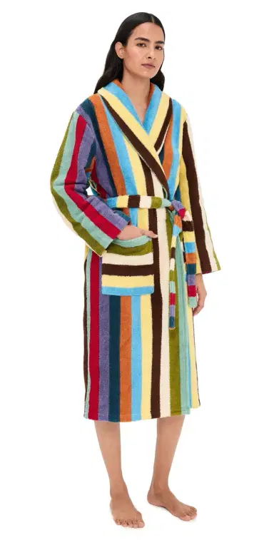 Dusen Dusen Stripe Bathrobe Eucalyptus L | Thumbnail 1 Dusen Dusen Stripe Bathrobe Eucalyptus L | Thumbnail 1