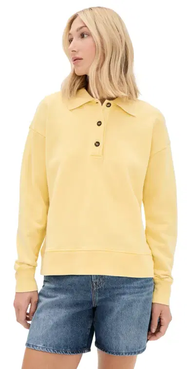 La Ligne Garment Washed Howard Polo Butter M | Thumbnail 1 La Ligne Garment Washed Howard Polo Butter M | Thumbnail 1