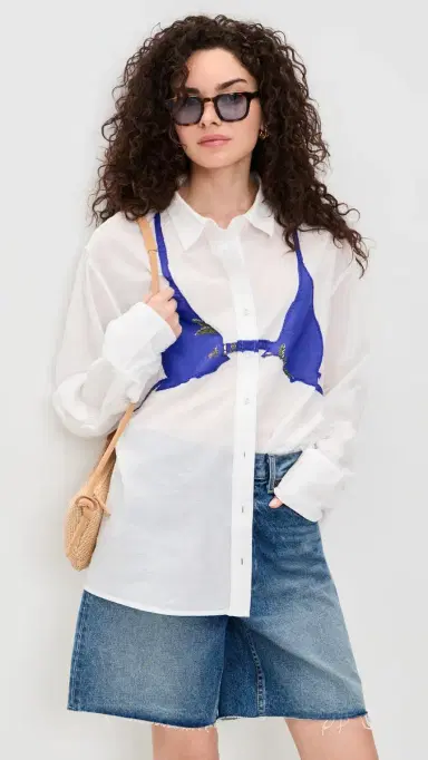 Coniglio Palm Beach Business Casual Button Down Shirt White w/ Palm Deep Periwinkle One Size | Thumbnail 2 Coniglio Palm Beach Business Casual Button Down Shirt White w/ Palm Deep Periwinkle One Size | Thumbnail 2